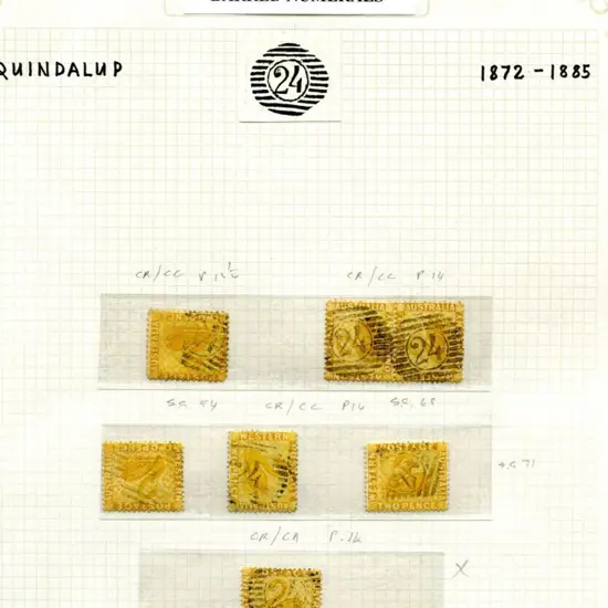Number 24 (Quindalup) on 1865 2d CR/CC wmk, perf. ...