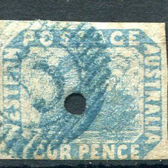 Number 5 (Guildford) in scarce blue ink on 4d ...