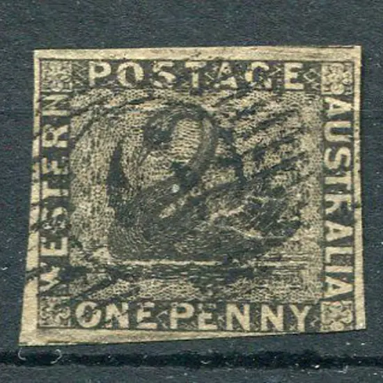 Number 6 (Albany) on 1854 1d black with 4 clear ...