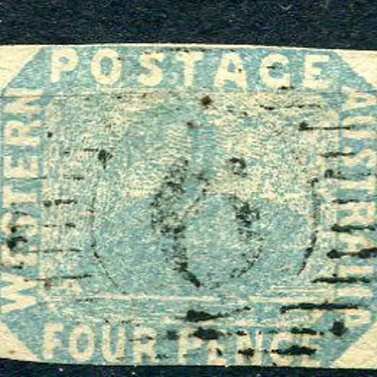 Number 6 on 1854 4d pale blue with very close to ...