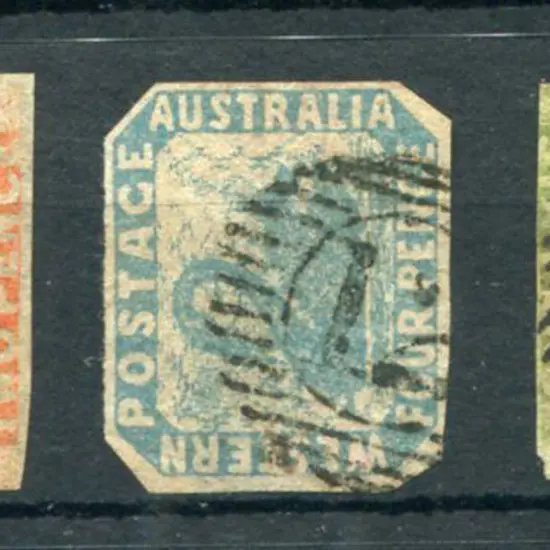 Number 12 on 1854 4d pale blue cut to shape (SG ...