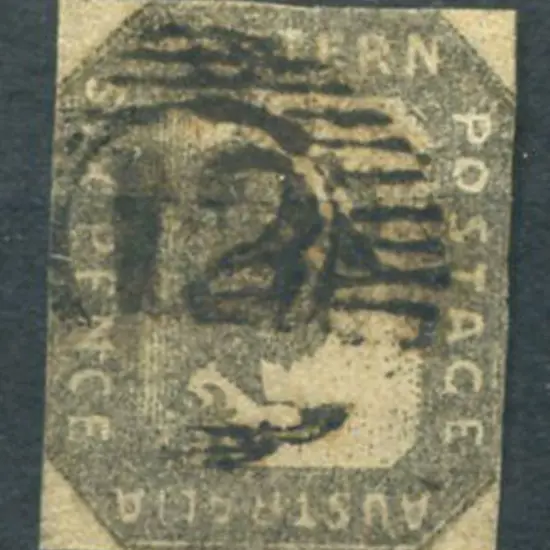 Number 12 on 1857 6d black-bronze with 4 neat ...
