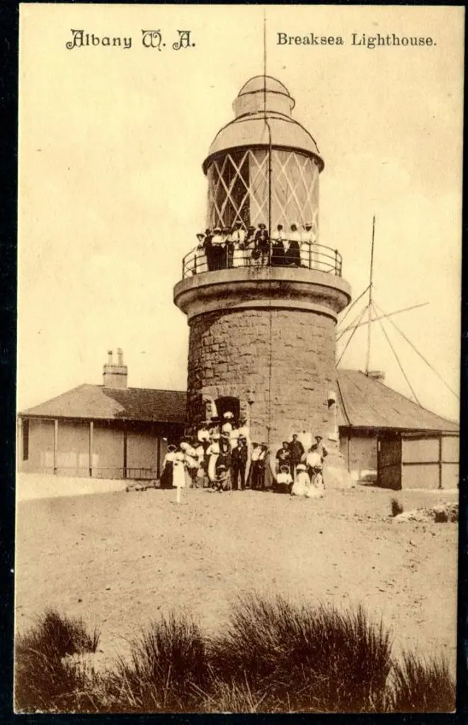 "Albany WA Breaksea Lighthouse" brown on cream ... Image 1++