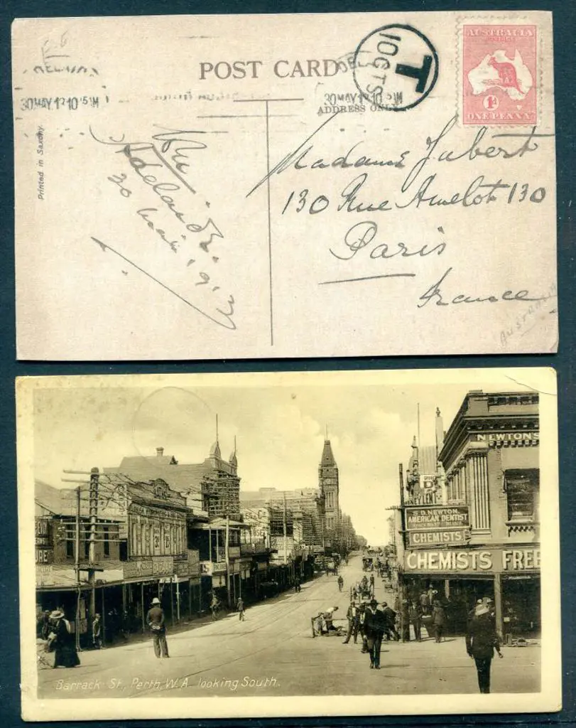 "Barrack St., Perth, WA looking South" b&w card ... Image 1++