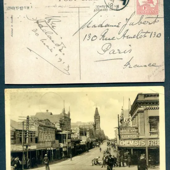 "Barrack St., Perth, WA looking South" b&w card ...
