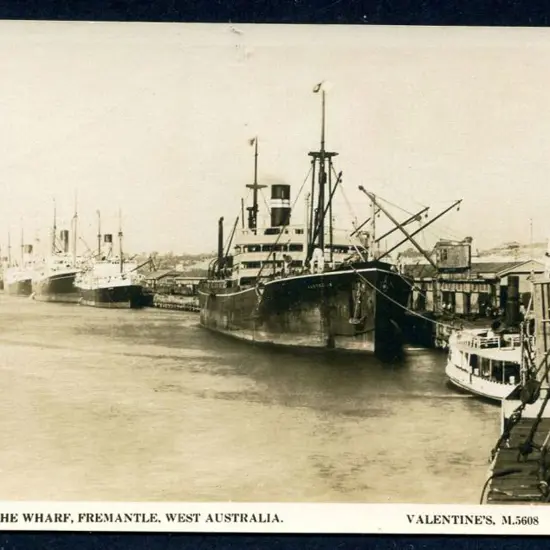 "Boats at the Wharf, Fremantle, West Australia" ...