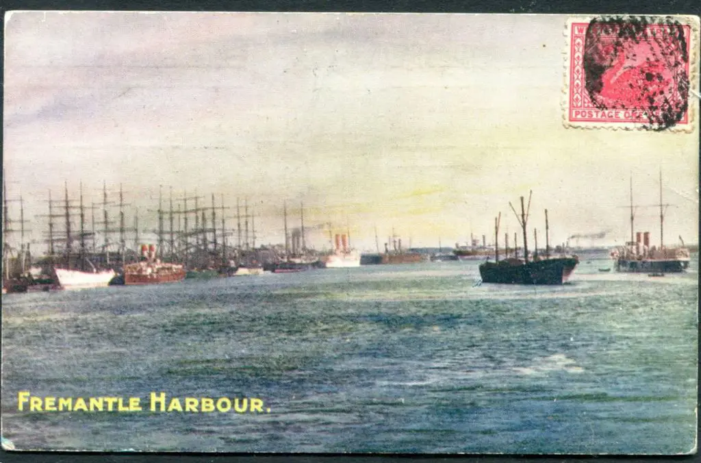 "Fremantle Harbour." Bon Marchie Stores colour ... Image 1++