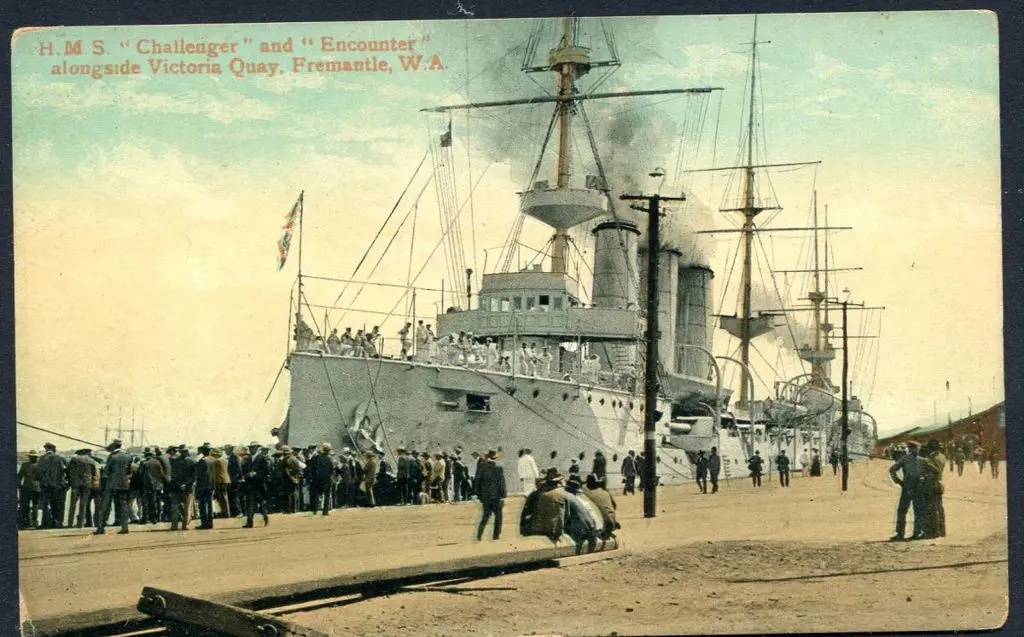 "H.M.S "Challenger" and "Encounter" alongside ... Image 1++