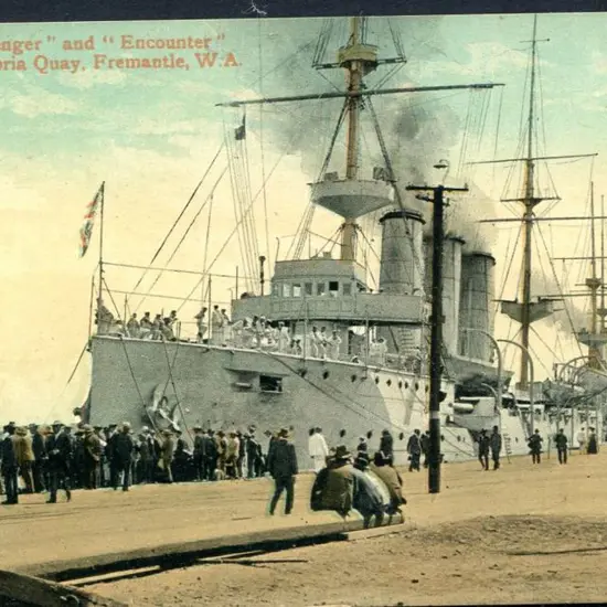 "H.M.S "Challenger" and "Encounter" alongside ...