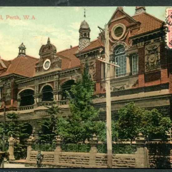 "Masonic Hall, Perth, WA" Falk colour with 1d swan ...