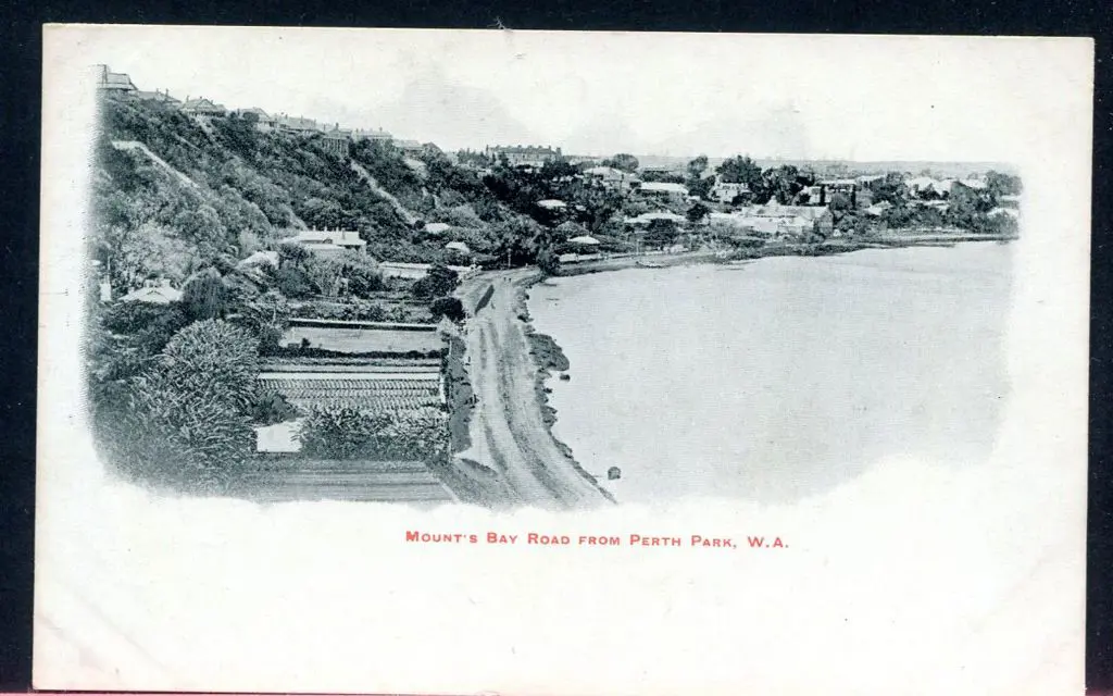 "Mount's bay Road from Perth Park, WA" in red on ... Image 1++