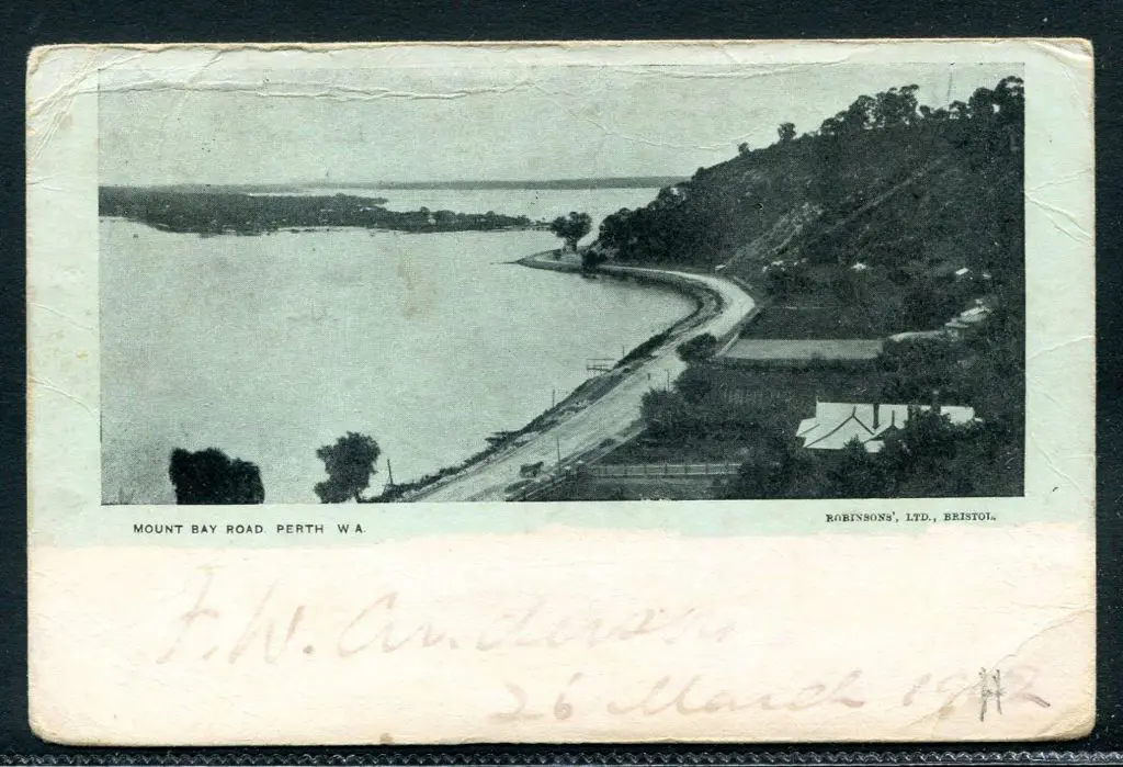 "Mounts Bay Road. Perth WA" b&w with blue "wash" ... Image 1++