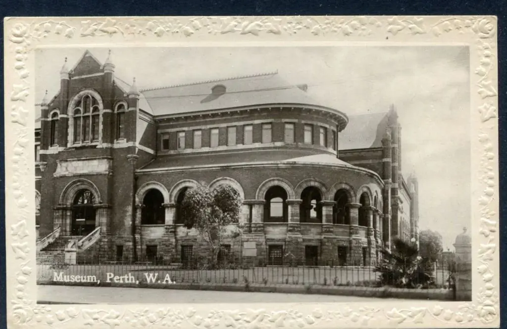 "Museum, Perth, WA" b&w photo type with embossed ... Image 1++