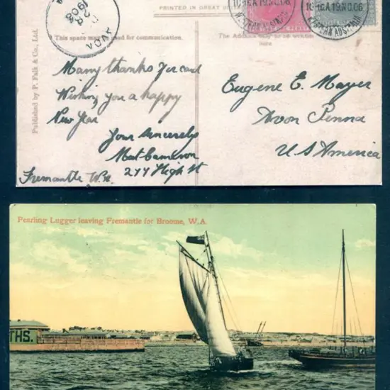 "Pearling Lugger Leaving Fremantle for Broome, WA" ...