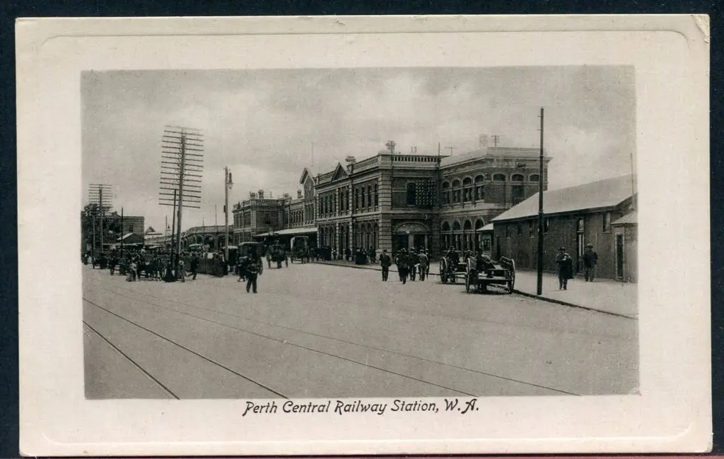 "Perth Central Railway Station, WA" b&w photo card ... Image 1++
