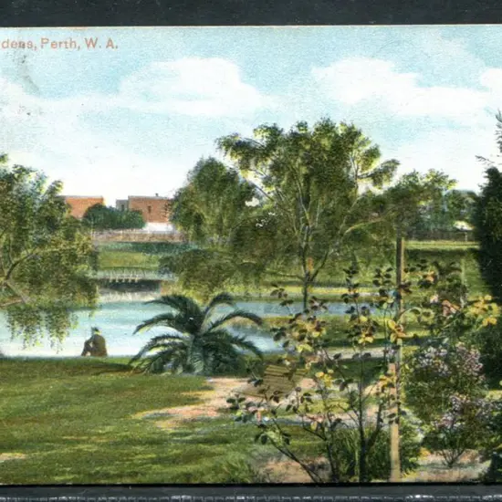 "Queen's Gardens, Perth, WA" postally used colour ...