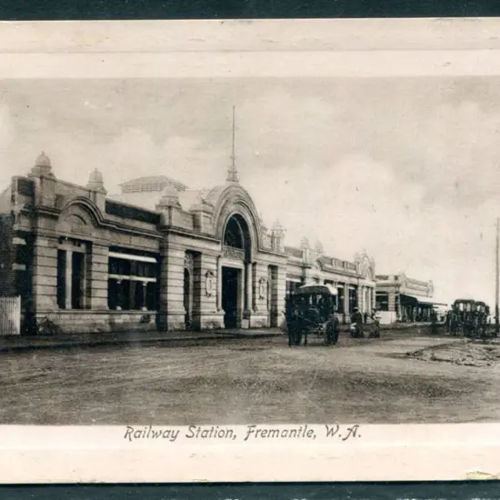 "Railway Station, Fremantle WA" b&w Falk card with ...