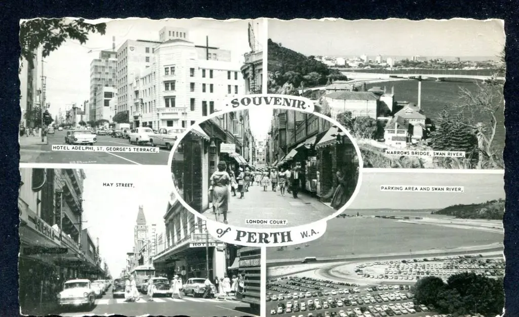 "Souvenir of Perth, WA" divided card with views ... Image 1++