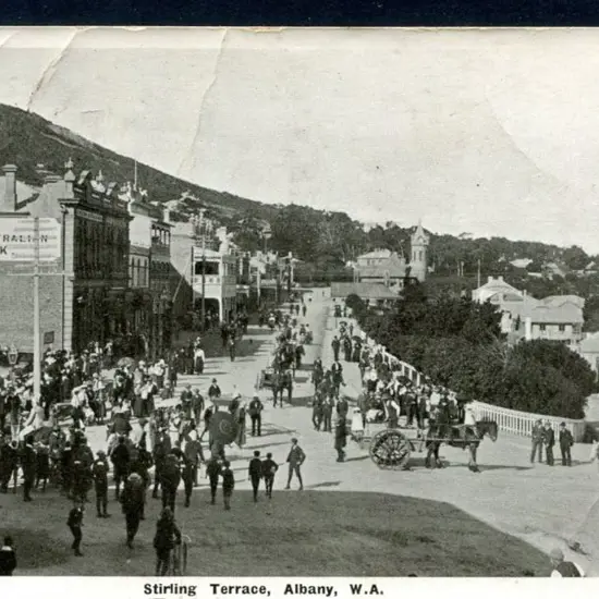 "Stirling Terrace, Albany, W.A." b&w street scene ...