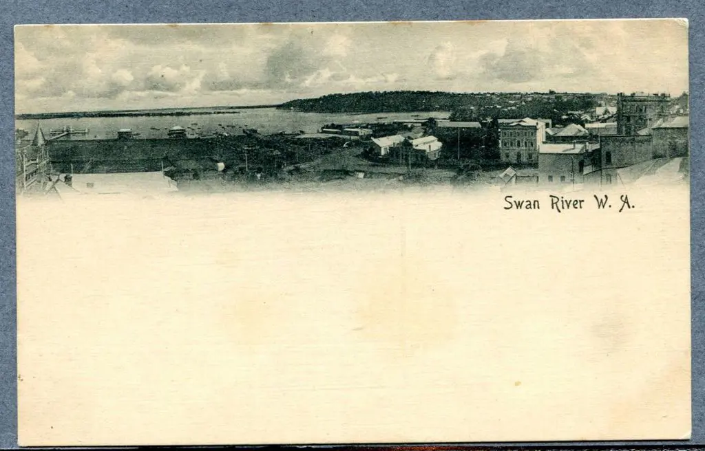 "Swan River W.A." b&w Foy & Gibson card with ... Image 1++
