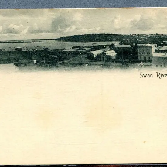 "Swan River W.A." b&w Foy & Gibson card with ...