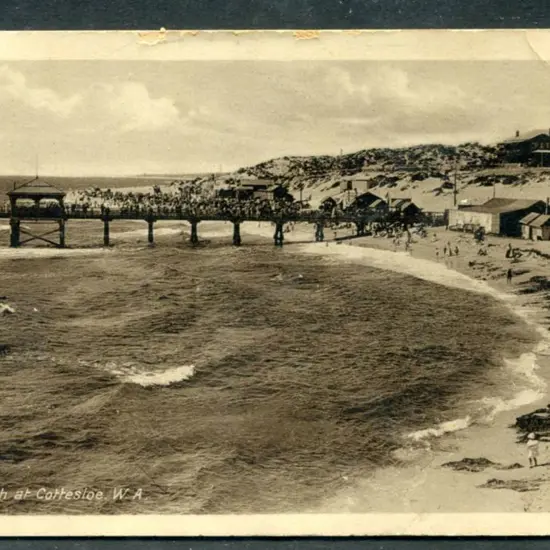 "The Beach at Cottesloe, WA" b&w photographic card ...