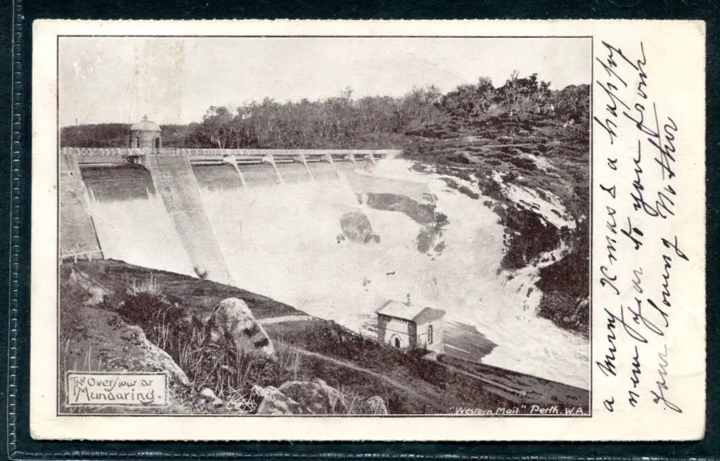 "The Overflow at Mundaring" Western Mail b&w card ... Image 1++
