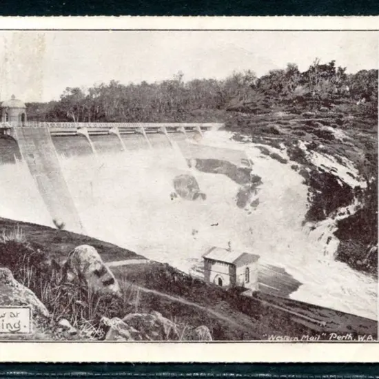 "The Overflow at Mundaring" Western Mail b&w card ...