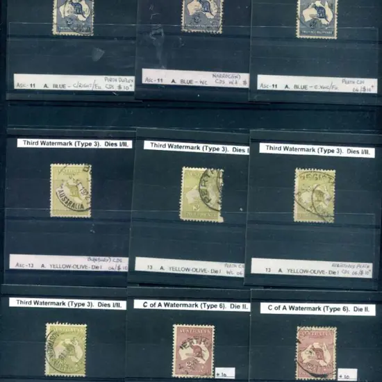 1d red Die I, II (8) & IIA (2) plus 3rd wmk 2½d ...