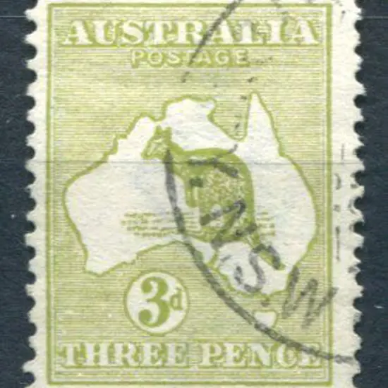 3d olive-green Die II with "white flaw over "T" of ...