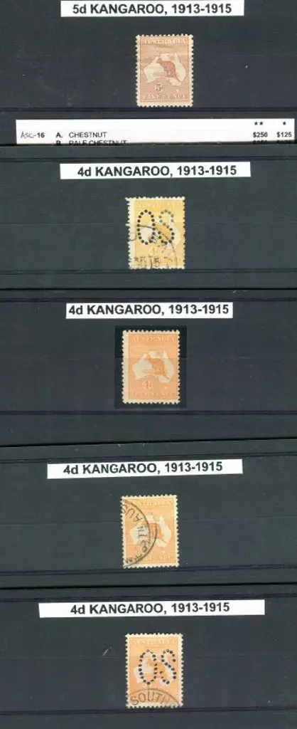 4d orange MLH & used plus large "OS" perfin used. ... Image 1++