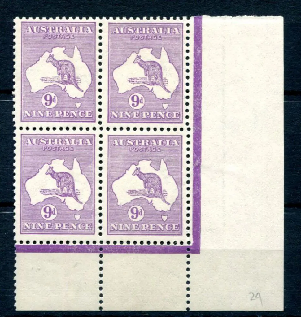 9d violet bottom right corner block of 4 with ... Image 1++