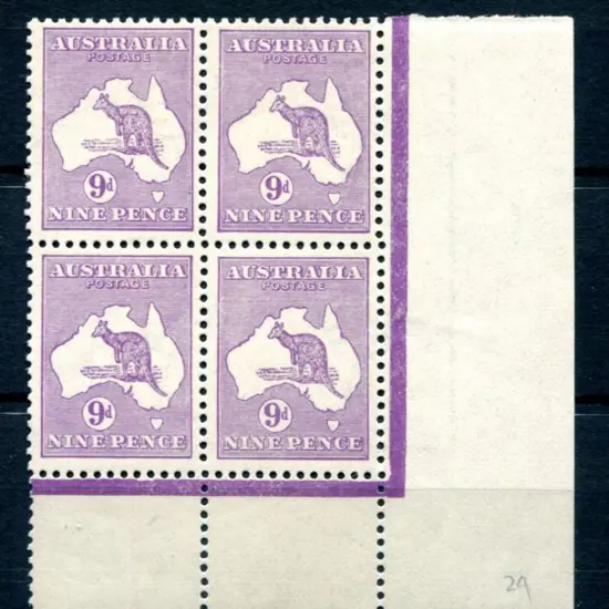 9d violet bottom right corner block of 4 with ...