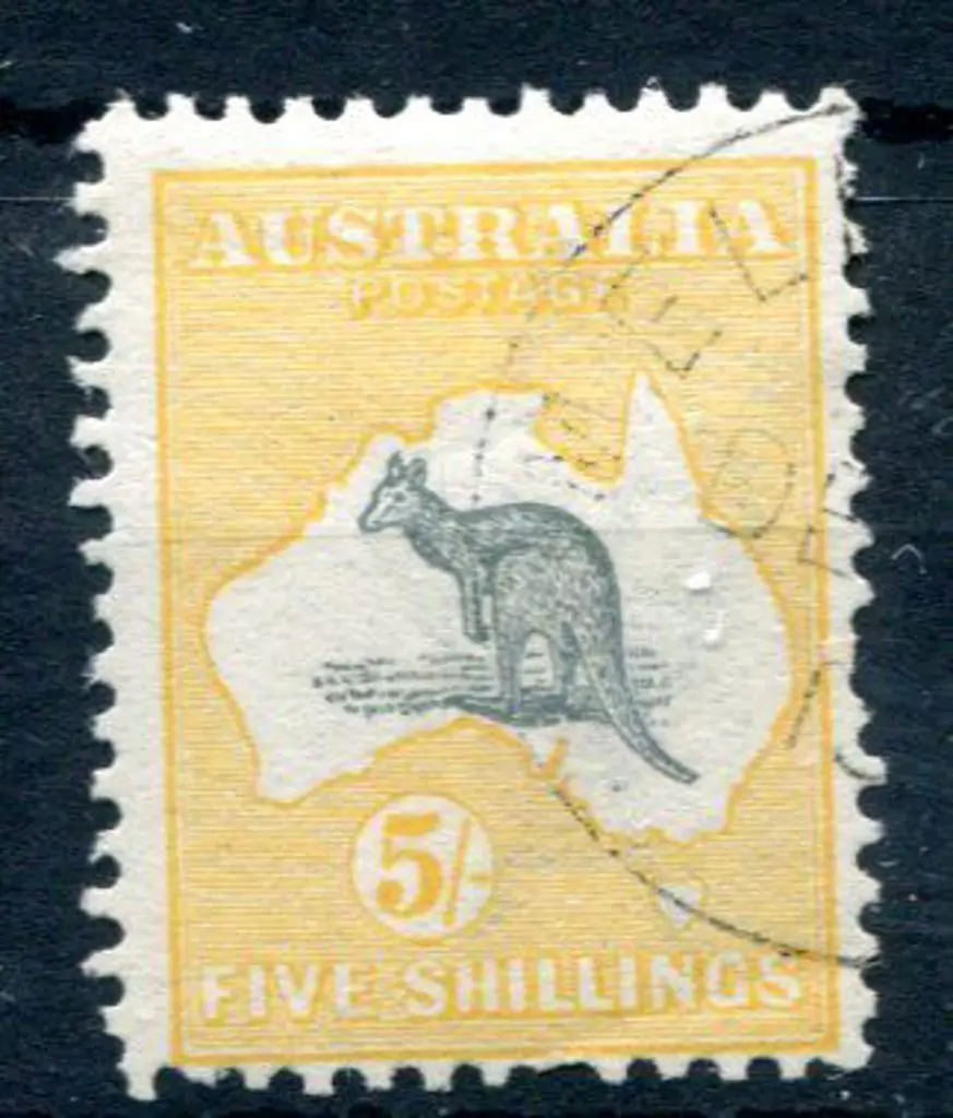 5/- grey & yellow CTO with "DE… 1…" part cds. ... Image 1++