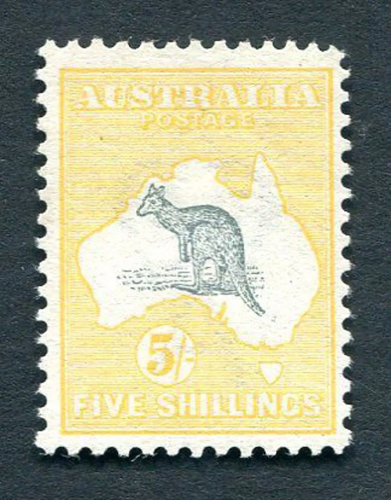 5/- with "broken tail on kangaroo" variety. Fresh ... Image 1++
