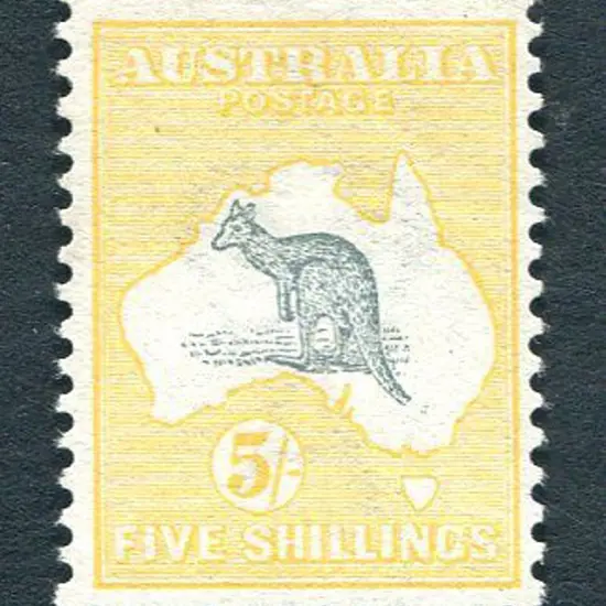 5/- with "broken tail on kangaroo" variety. Fresh ...
