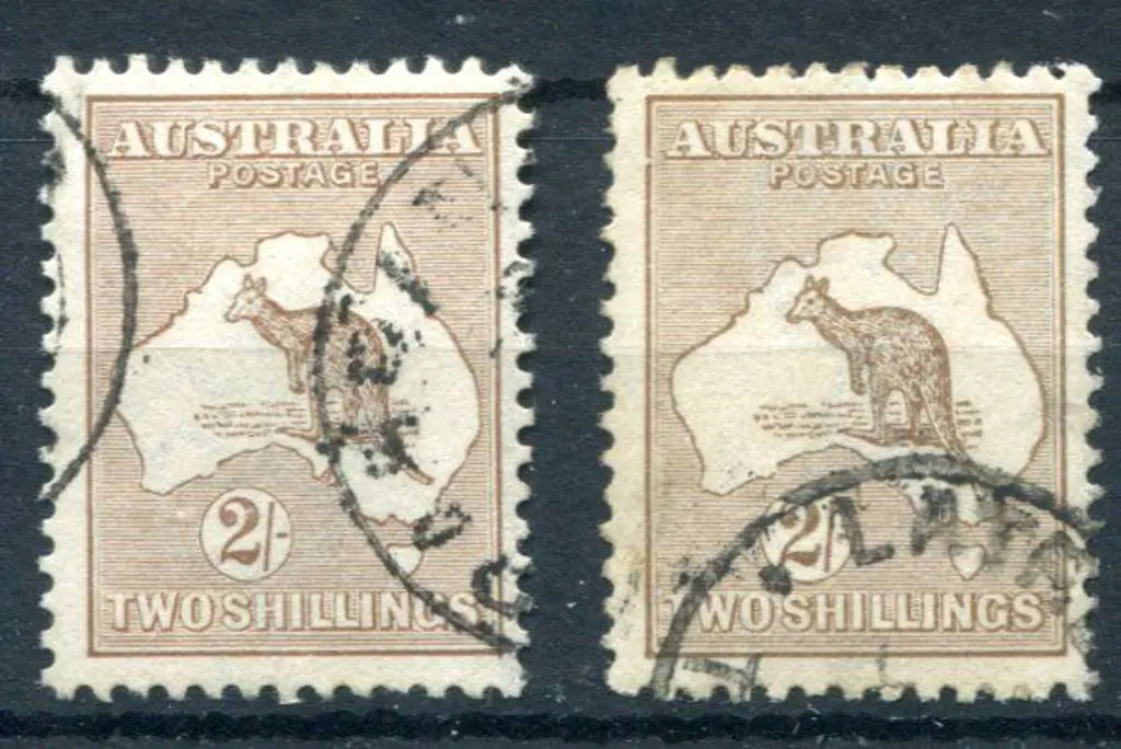 2/- brown plus same again in the 3rd wmk. Both ... Image 1++