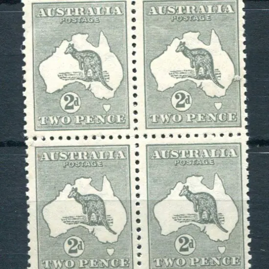 2d grey, Die I block of 4. A couple of minor gum ...