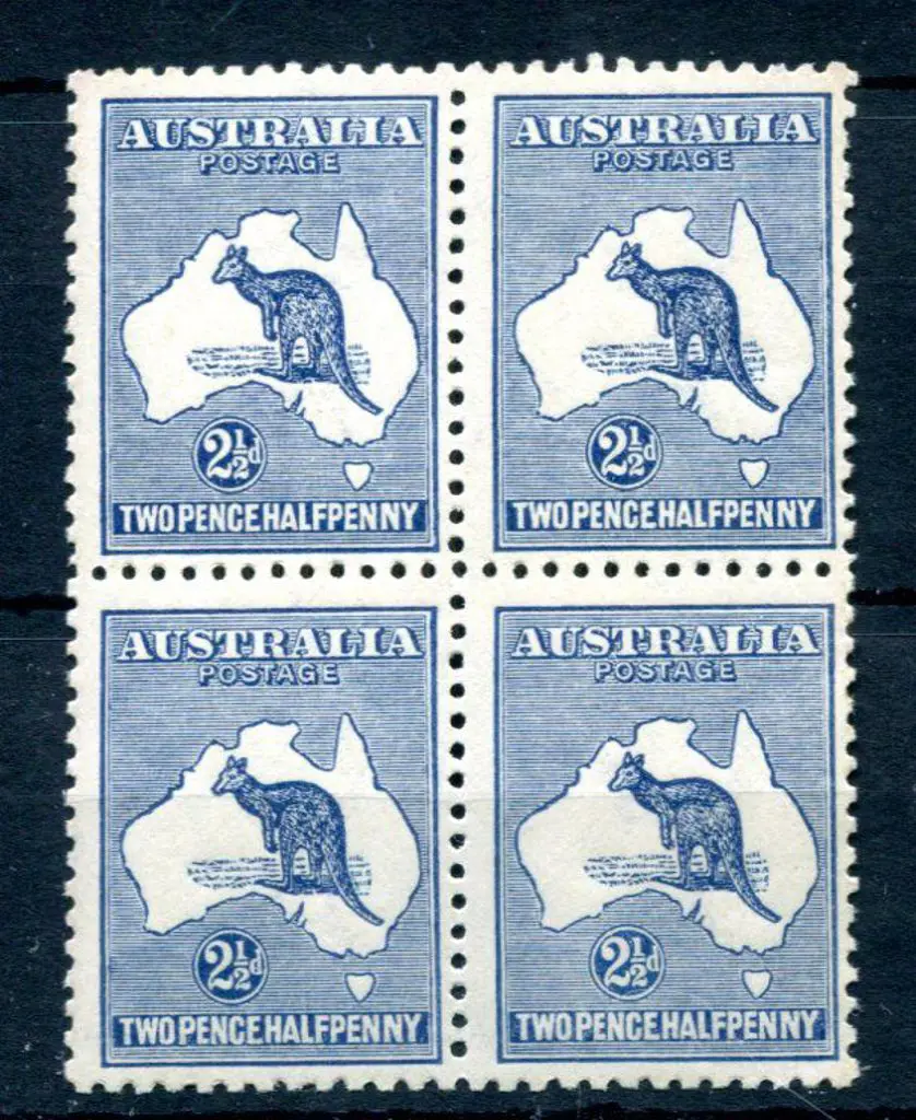 2½d blue block of 4. MUH with very slight overall ... Image 1++