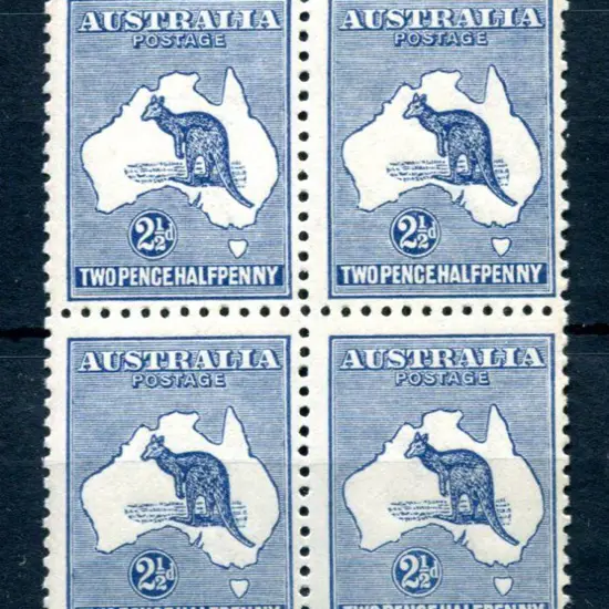 2½d blue block of 4. MUH with very slight overall ...