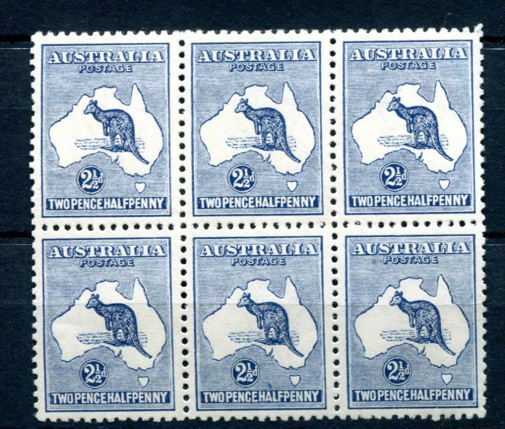 2½d blue block of 6 with 5 units MUH. A well ... Image 1++