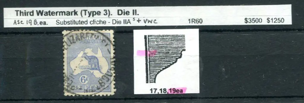 6d ultramarine Substituted cliché, Die IIA fine ... Image 1++