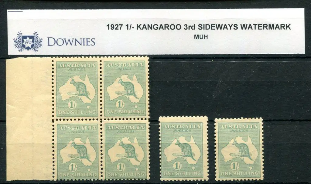 1/- blue-green, Die IIB with sideways wmk in ... Image 1++