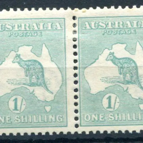 1/- blue-green, Die IIB with sideways wmk in horiz ...