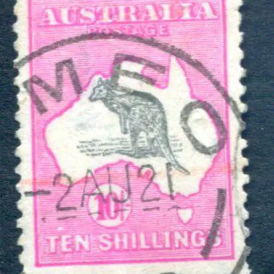10/- grey & deep aniline pink with "short ...