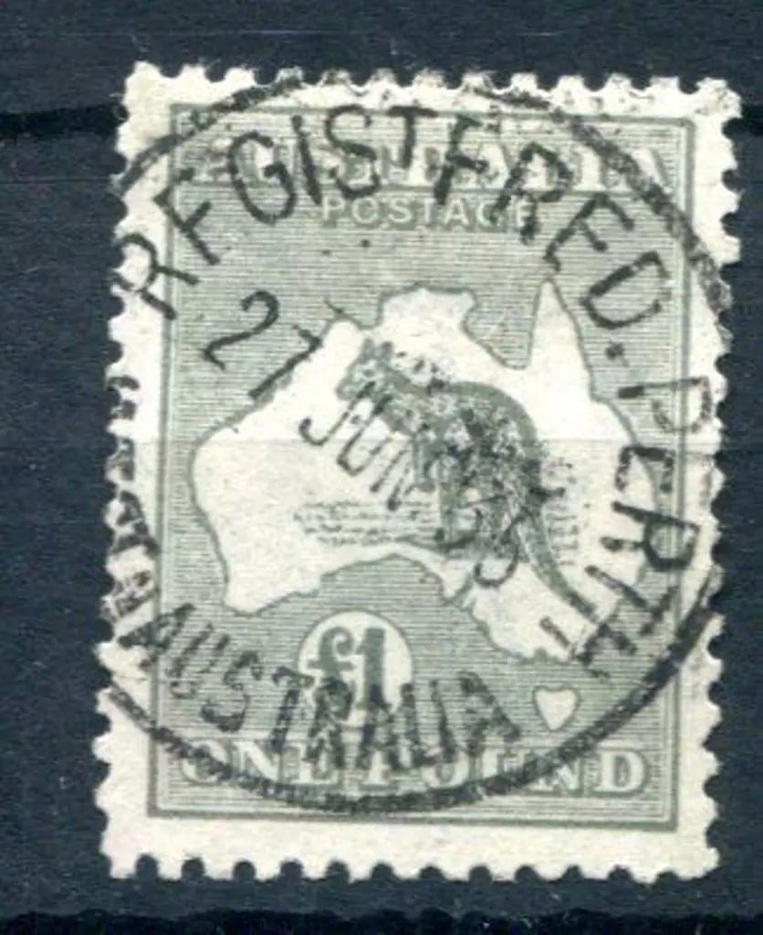 £1 grey fine used with "socked on the nose" 1935 ... Image 1++
