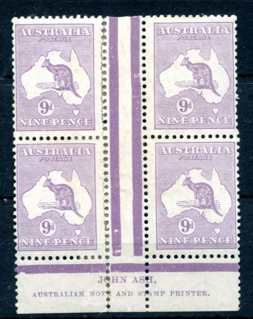 9d violet in John Ash imprint block. Perfs ... Image 1++