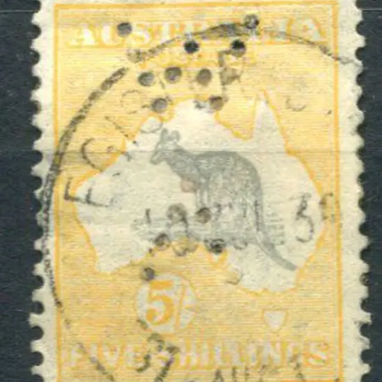 5/- grey & yellow-orange perfined "WA" fine used ...