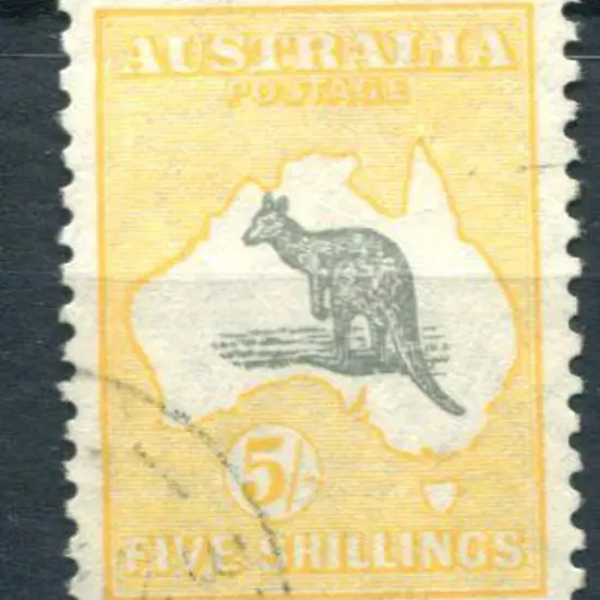 5/- grey & yellow-orange with "broken coast near ...