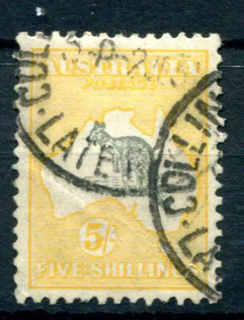 5/- grey & yellow-orange. Fine used with two part ... Image 1++